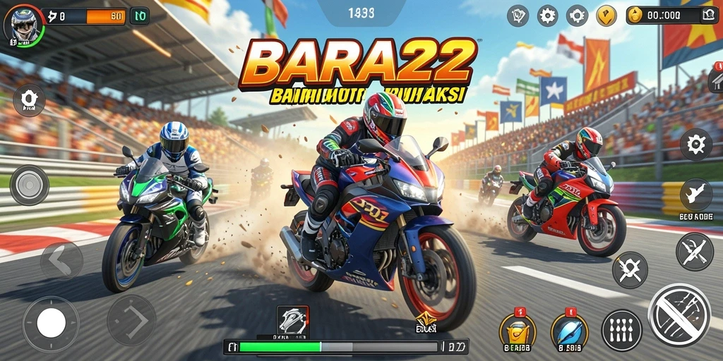 Gameplay menegangkan dalam balapan motor yang seru.