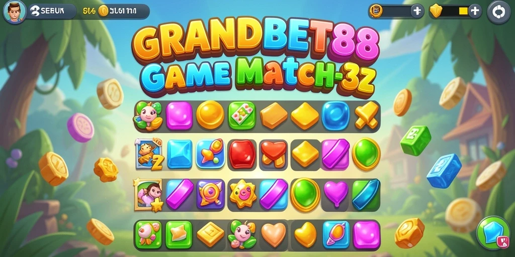 Tangkapan layar gameplay seru dari GRANDBET88 Match-3.