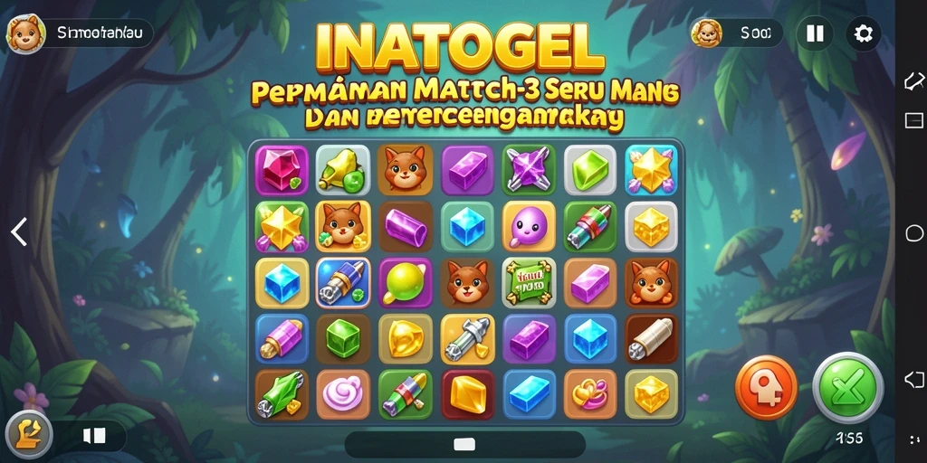 Screenshot INATOGEL menampilkan gameplay Match-3 yang menarik.