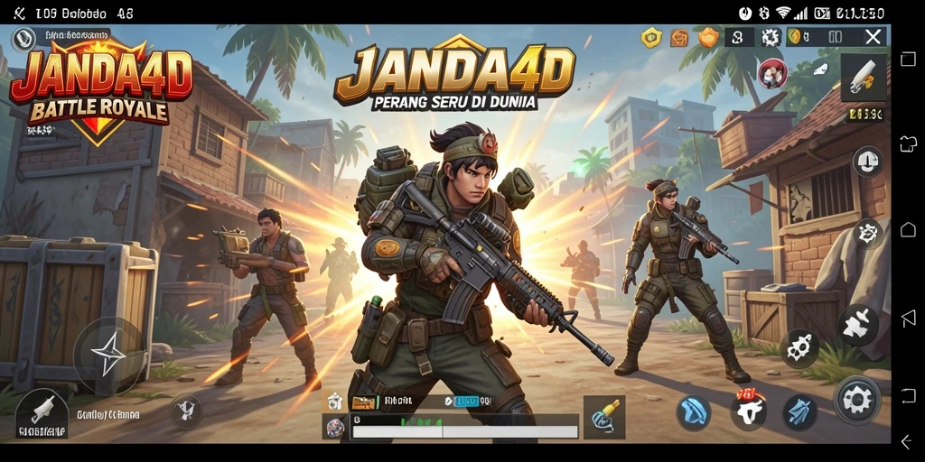 Screenshot JANDA4D menampilkan aksi intens Battle Royale.