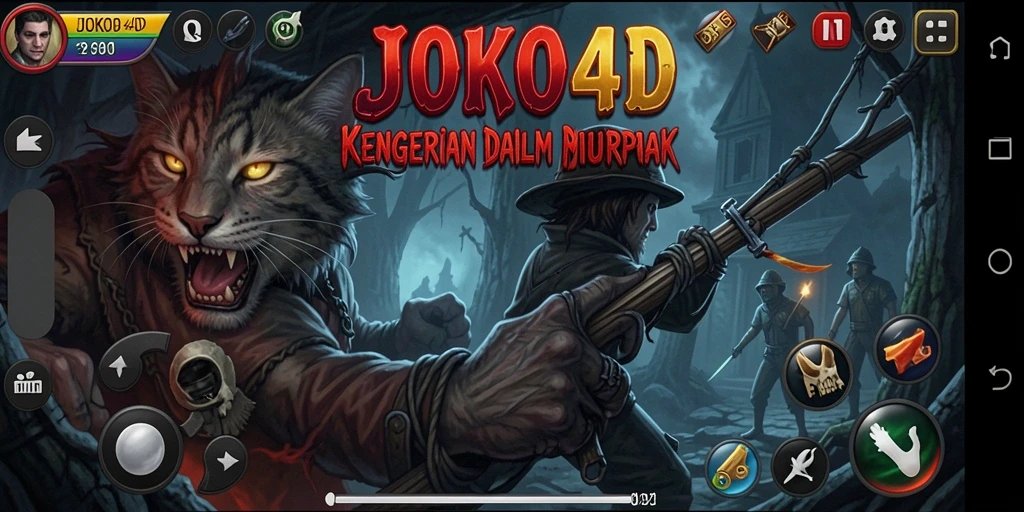 Screenshot utama JOKO4D menampilkan suasana menyeramkan dan gameplay intense.
