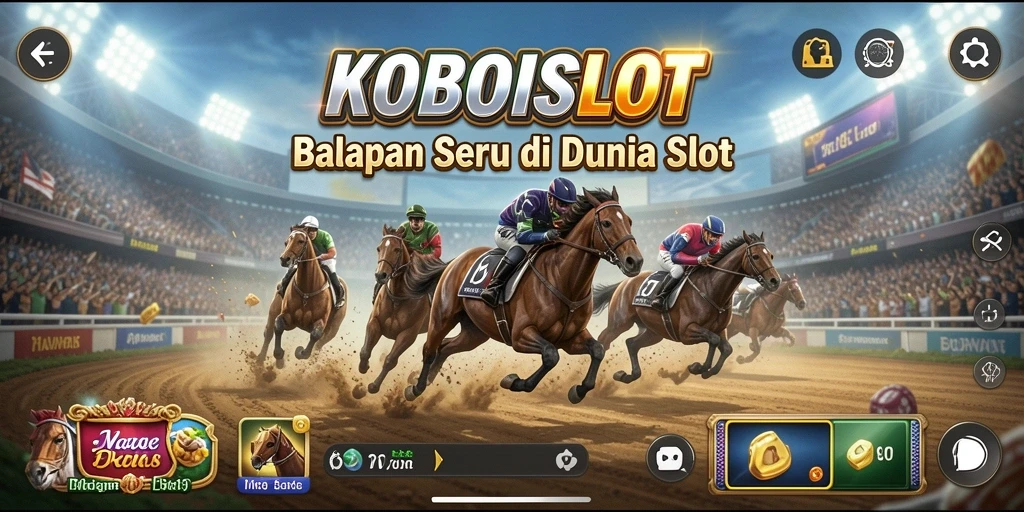Screenshot gameplay KOBOISLOT menampilkan balapan yang mendebarkan dan fitur slot yang menarik.
