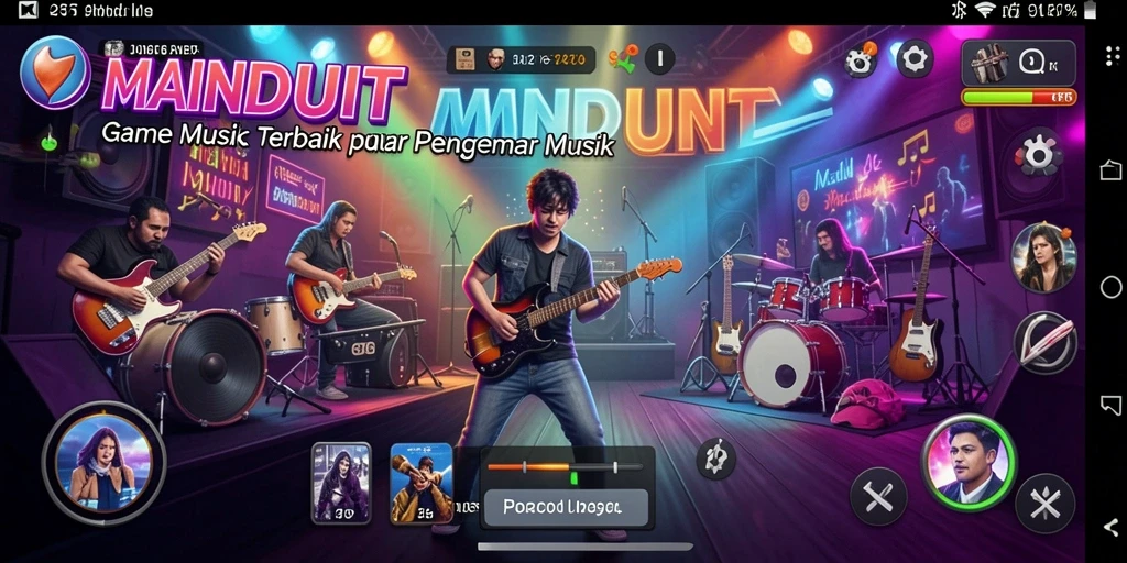 Screenshot utama MAINDUIT menampilkan gameplay seru musik.