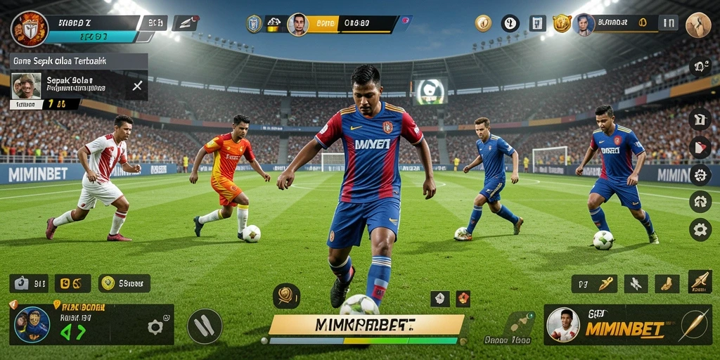 Screenshot gameplay MIMINBET dengan aksi seru sepak bola.