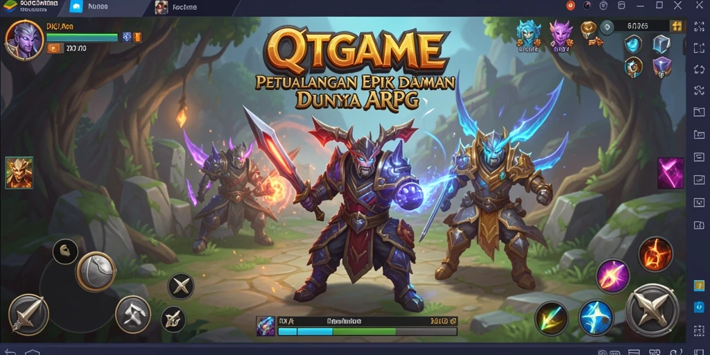 Tampilan gameplay QTGAME yang menegangkan di arena pertempuran.