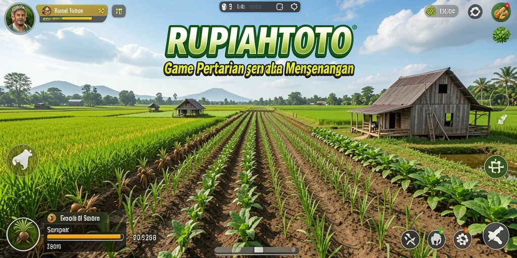 Screenshot utama RUPIAHTOTO menampilkan suasana bertani yang ceria dan menarik.
