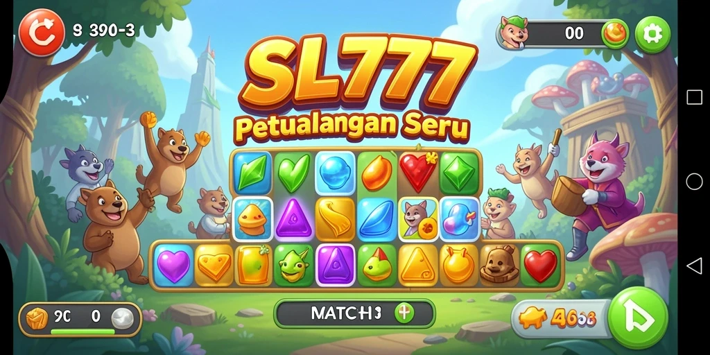 Screenshot menunjukkan aksi seru gameplay SL777 Match-3.